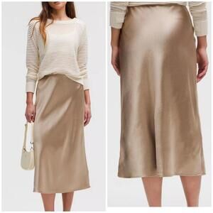 Lululemon Satin Midi Skirt in Sheer Oak msrp$118 Women's Size 0 NWT